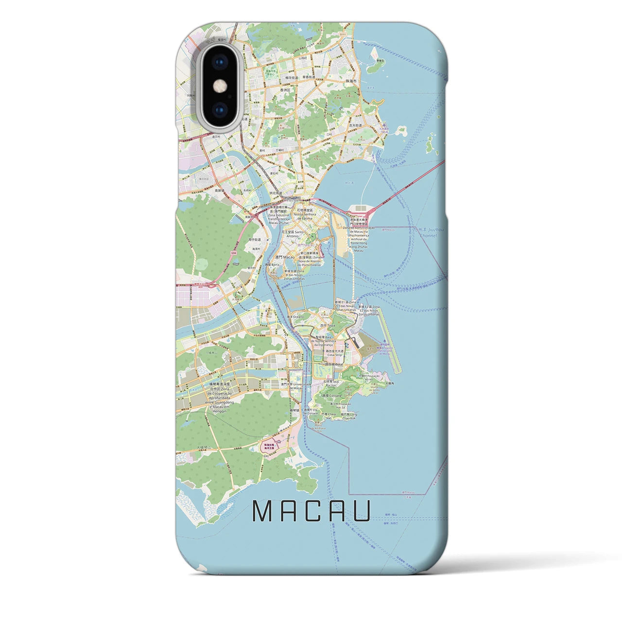 【マカオ】地図柄iPhoneケース（バックカバータイプ・ナチュラル）iPhone XS Max 用