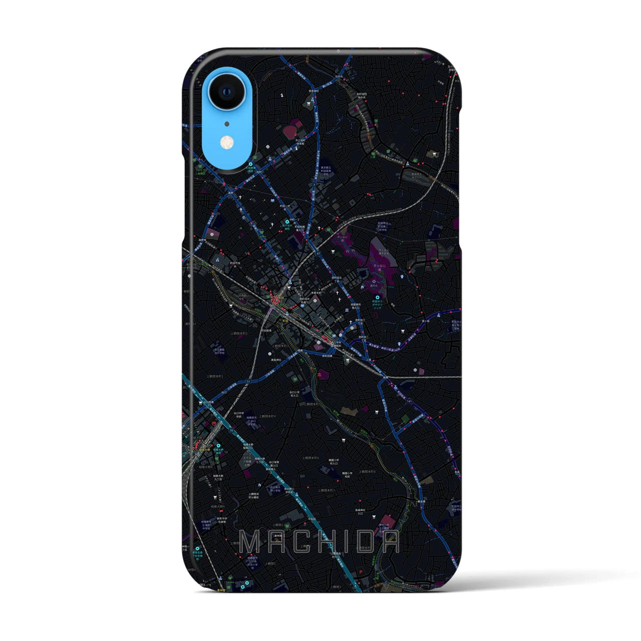 【町田】地図柄iPhoneケース（バックカバータイプ・ブラック）iPhone XR 用