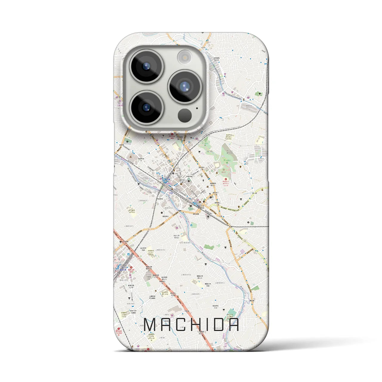 【町田】地図柄iPhoneケース（バックカバータイプ・ナチュラル）iPhone 15 Pro 用