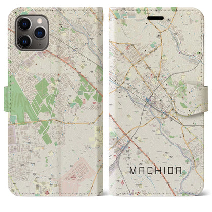 【町田（東京都）】地図柄iPhoneケース（手帳タイプ）ナチュラル・iPhone 11 Pro Max 用