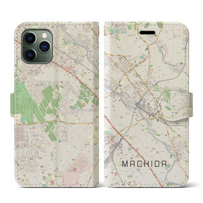 【町田（東京都）】地図柄iPhoneケース（手帳タイプ）ナチュラル・iPhone 11 Pro 用