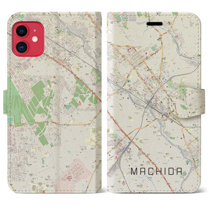 【町田（東京都）】地図柄iPhoneケース（手帳タイプ）ナチュラル・iPhone 11 用
