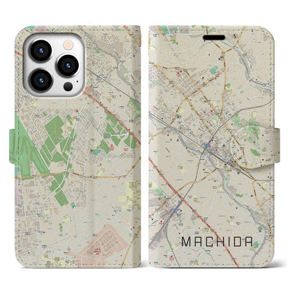 【町田（東京都）】地図柄iPhoneケース（手帳タイプ）ナチュラル・iPhone 13 Pro 用
