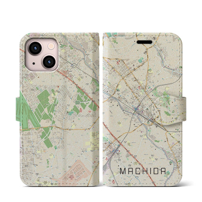 【町田（東京都）】地図柄iPhoneケース（手帳タイプ）ナチュラル・iPhone 13 mini 用