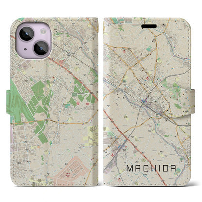 【町田（東京都）】地図柄iPhoneケース（手帳タイプ）ナチュラル・iPhone 14 用