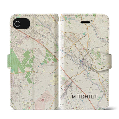 【町田（東京都）】地図柄iPhoneケース（手帳タイプ）ナチュラル・iPhone SE（第3 / 第2世代） / 8 / 7 / 6s / 6 用