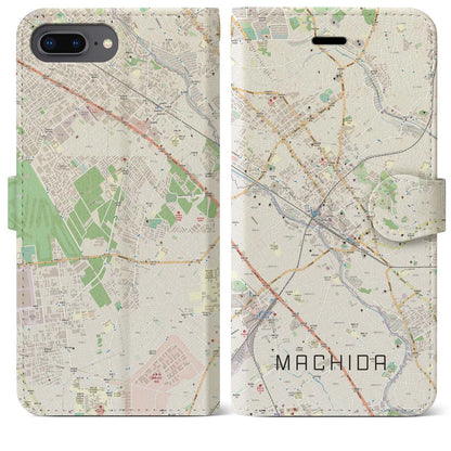 【町田（東京都）】地図柄iPhoneケース（手帳タイプ）ナチュラル・iPhone 8Plus /7Plus / 6sPlus / 6Plus 用