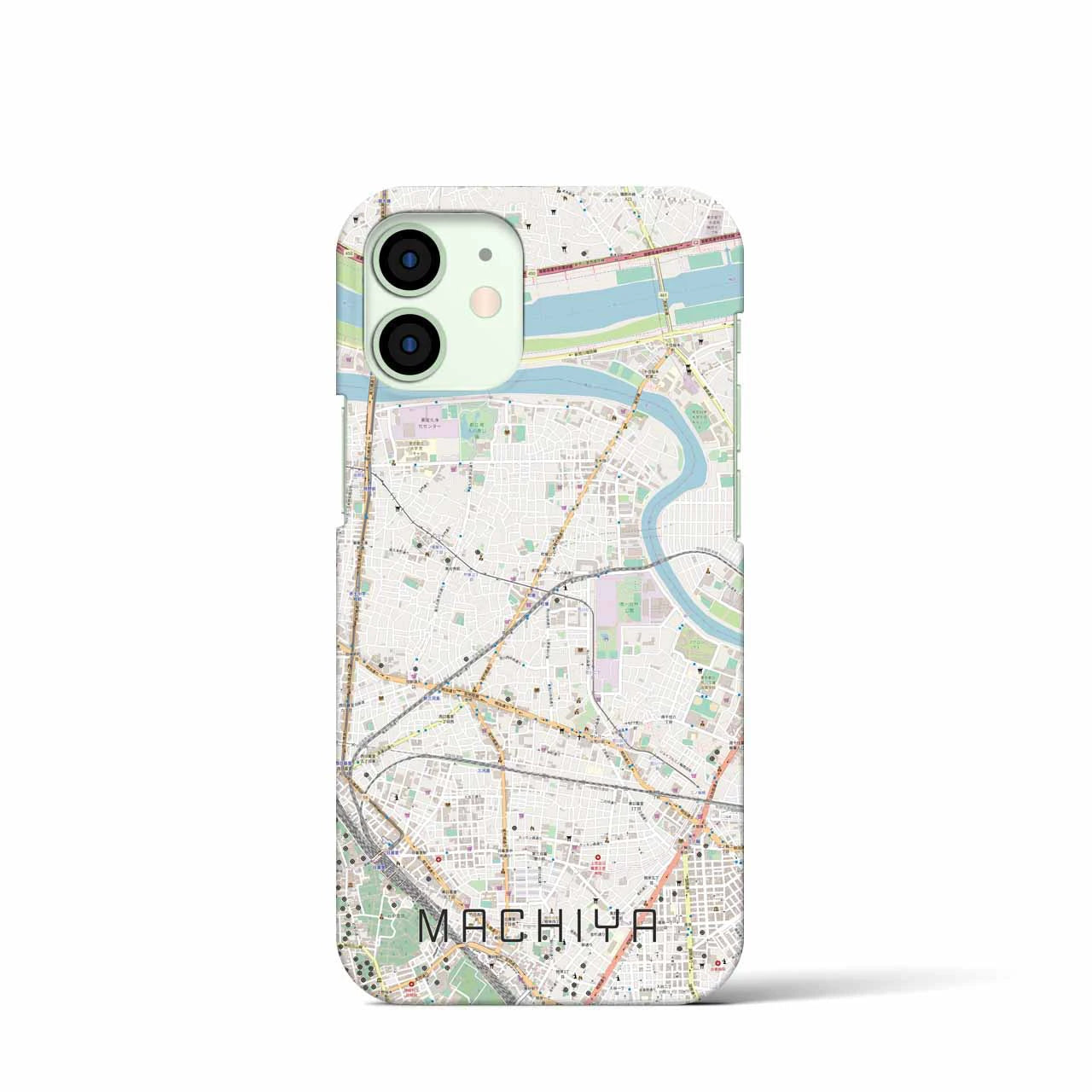 【町屋】地図柄iPhoneケース（バックカバータイプ・ナチュラル）iPhone 12 mini 用