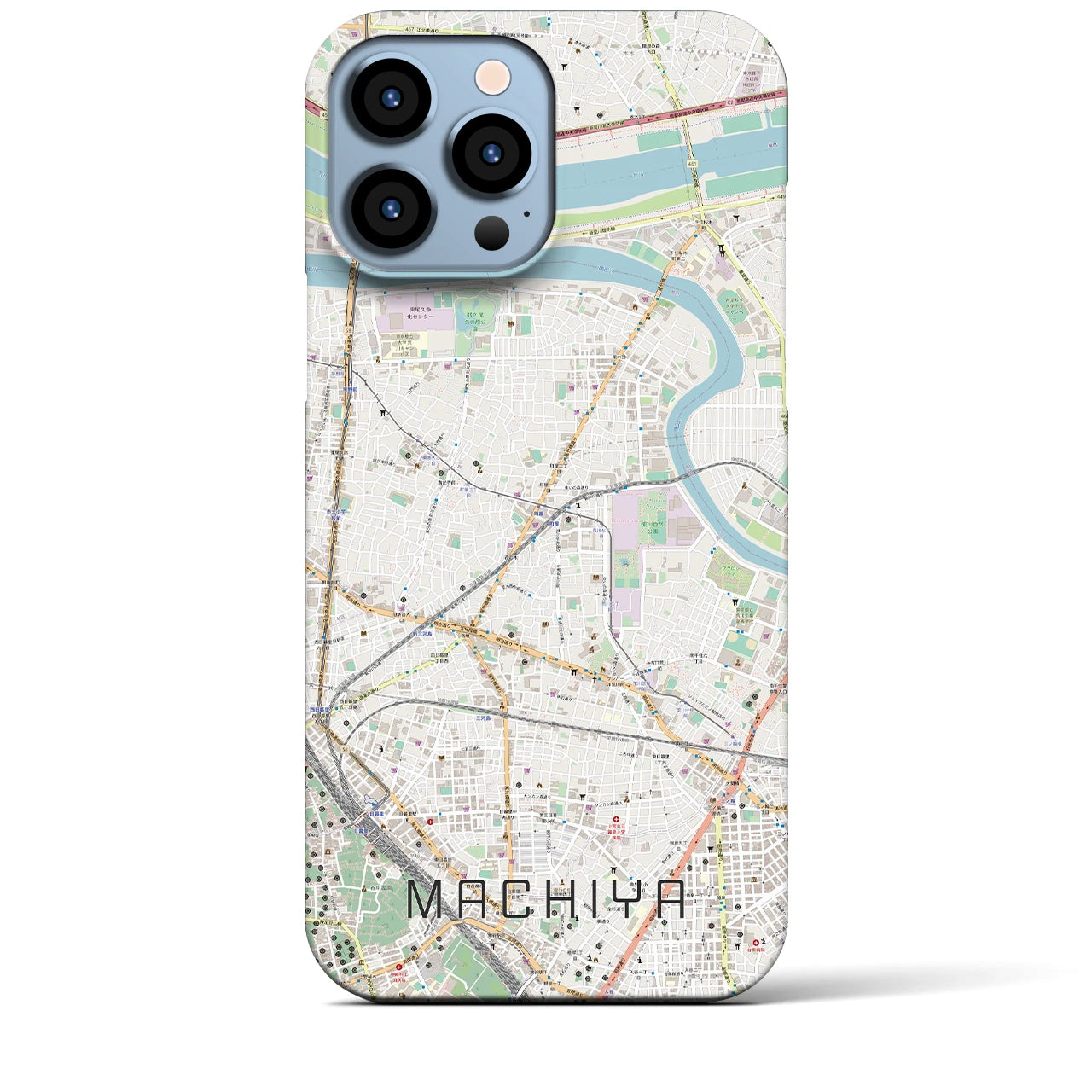 【町屋】地図柄iPhoneケース（バックカバータイプ・ナチュラル）iPhone 13 Pro Max 用