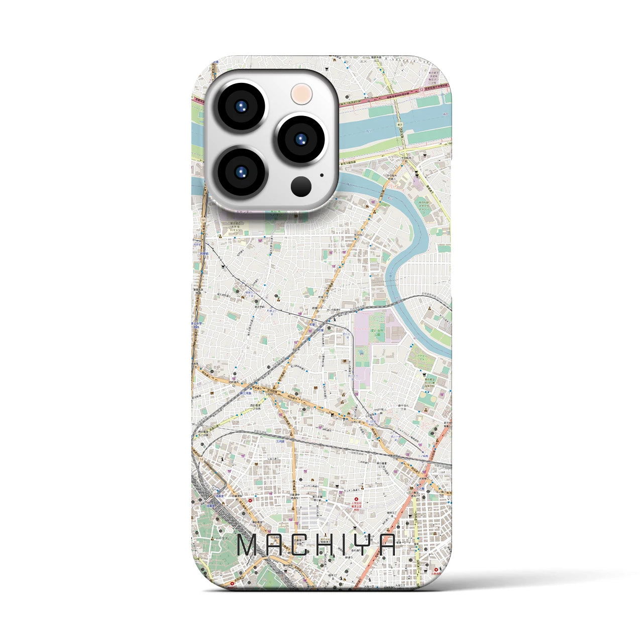 【町屋】地図柄iPhoneケース（バックカバータイプ・ナチュラル）iPhone 13 Pro 用