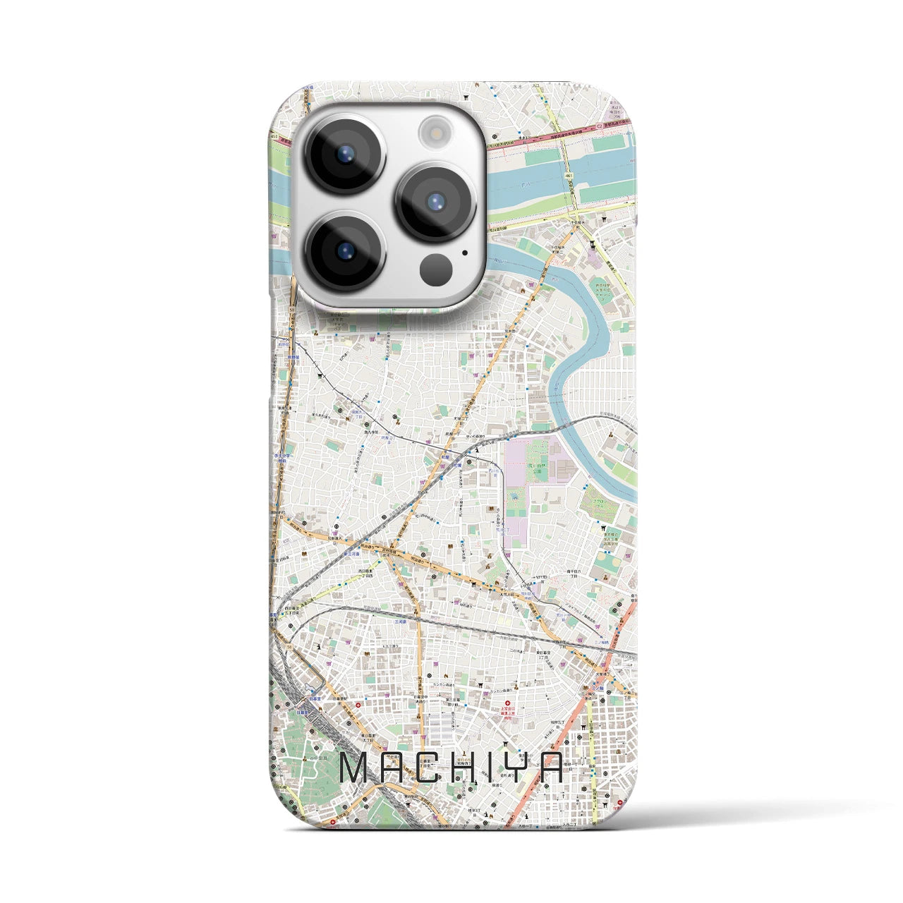 【町屋】地図柄iPhoneケース（バックカバータイプ・ナチュラル）iPhone 14 Pro 用