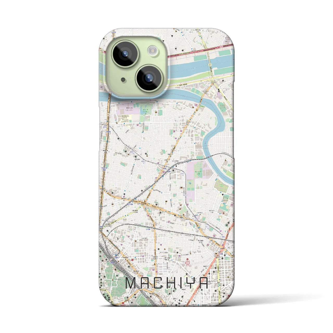 【町屋】地図柄iPhoneケース（バックカバータイプ・ナチュラル）iPhone 15 用