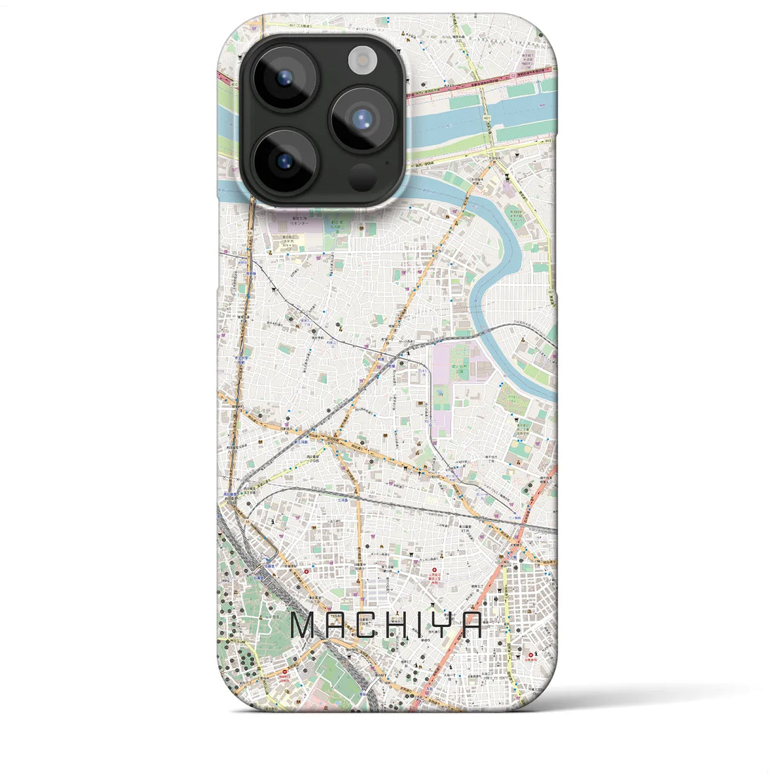 【町屋】地図柄iPhoneケース（バックカバータイプ・ナチュラル）iPhone 15 Pro Max 用