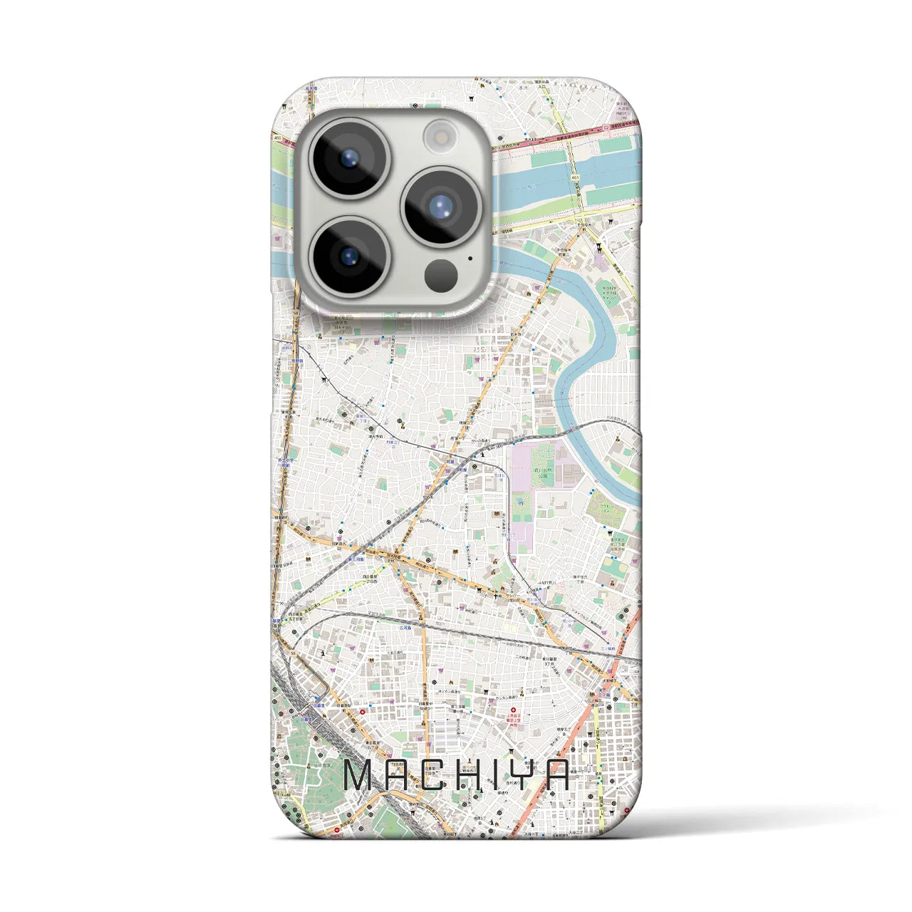 【町屋】地図柄iPhoneケース（バックカバータイプ・ナチュラル）iPhone 15 Pro 用