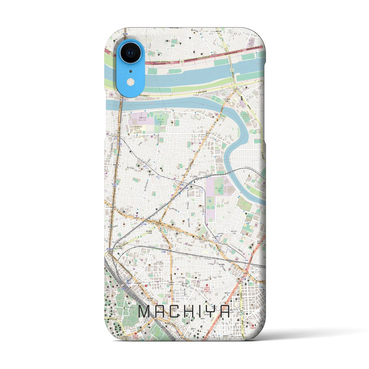 【町屋】地図柄iPhoneケース（バックカバータイプ・ナチュラル）iPhone XR 用