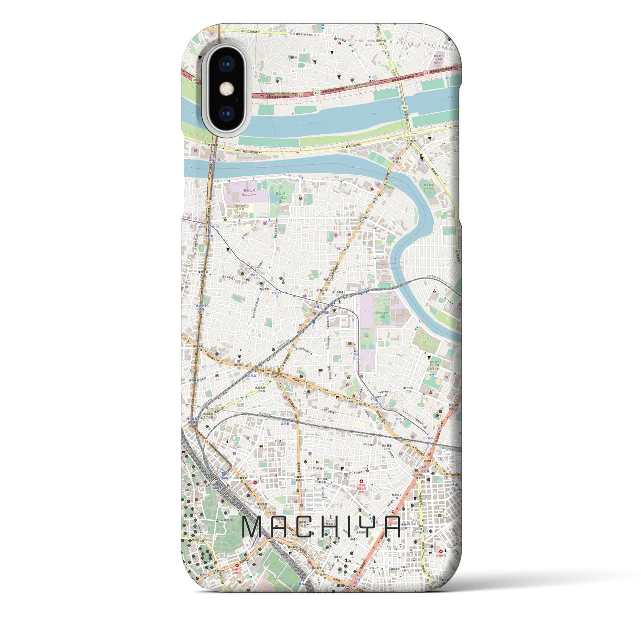 【町屋】地図柄iPhoneケース（バックカバータイプ・ナチュラル）iPhone XS Max 用