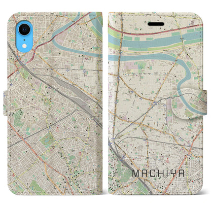 【町屋（東京都）】地図柄iPhoneケース（手帳タイプ）ナチュラル・iPhone XR 用