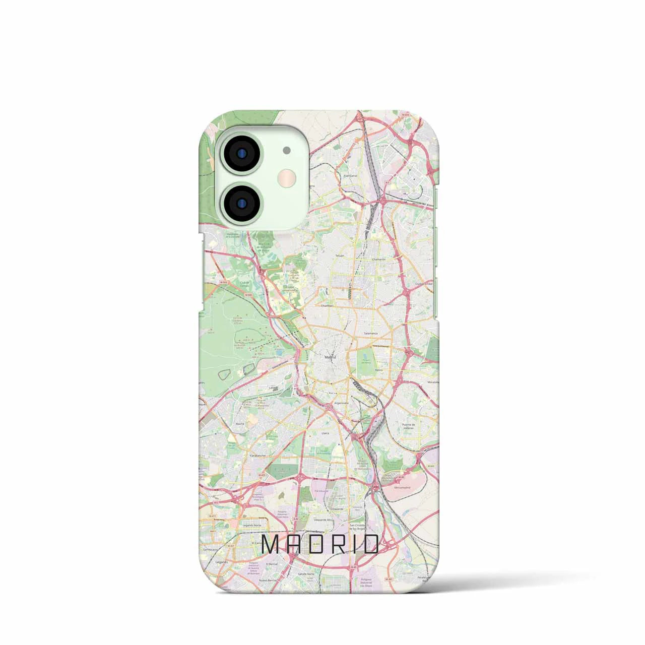 【マドリード】地図柄iPhoneケース（バックカバータイプ・ナチュラル）iPhone 12 mini 用