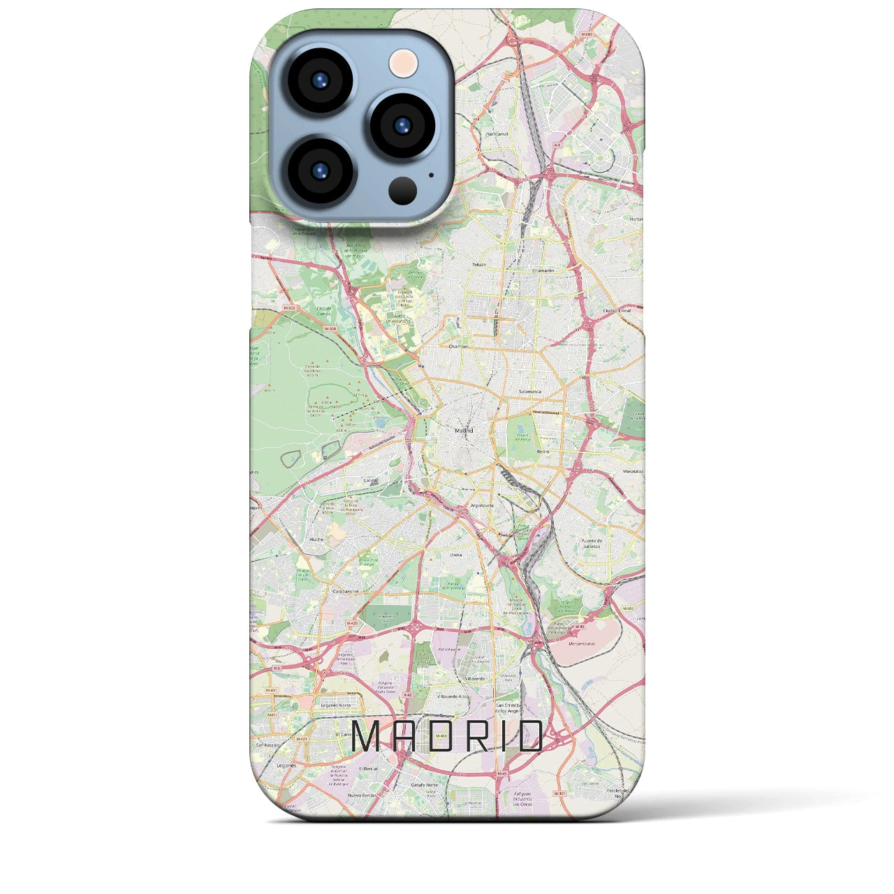 【マドリード】地図柄iPhoneケース（バックカバータイプ・ナチュラル）iPhone 13 Pro Max 用