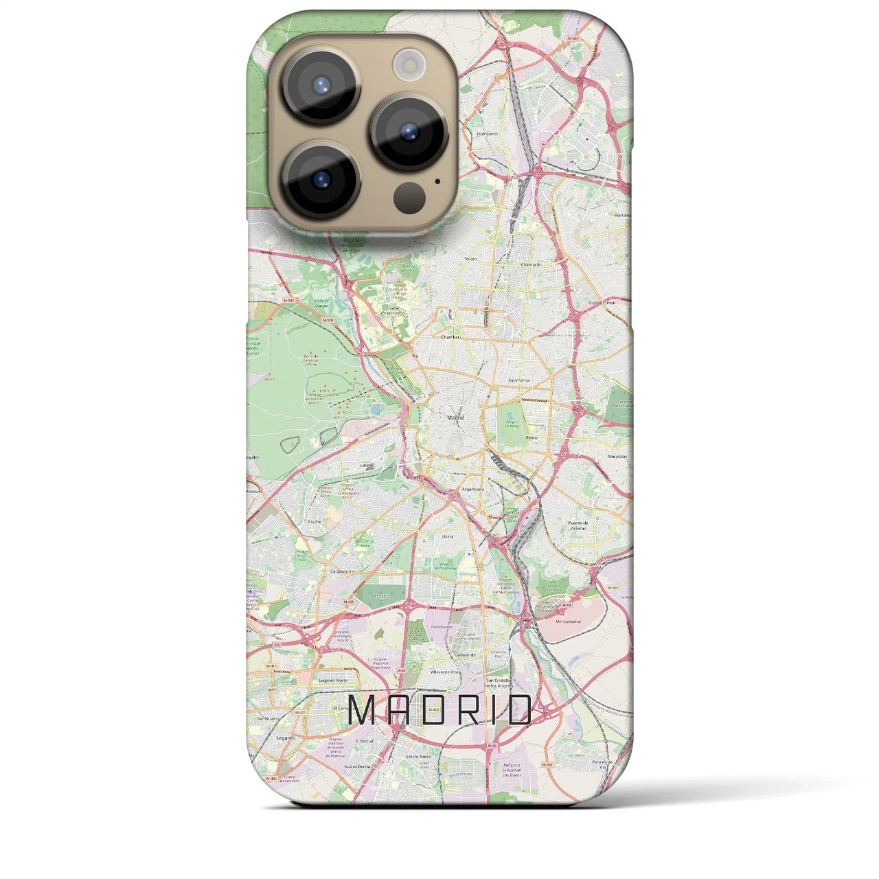 【マドリード】地図柄iPhoneケース（バックカバータイプ・ナチュラル）iPhone 14 Pro Max 用