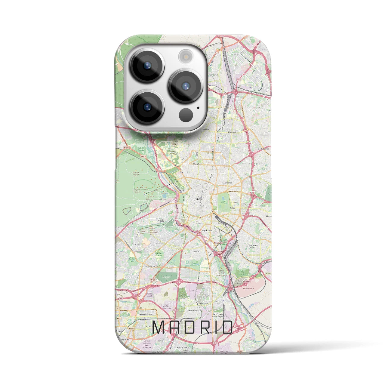 【マドリード】地図柄iPhoneケース（バックカバータイプ・ナチュラル）iPhone 14 Pro 用
