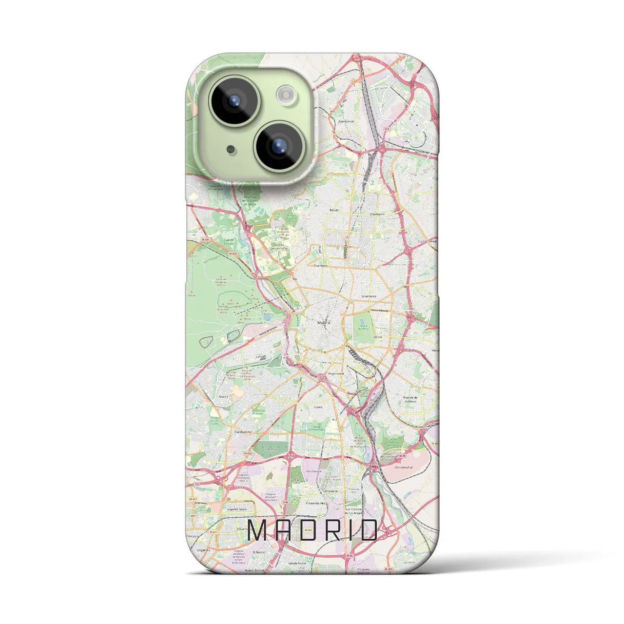 【マドリード】地図柄iPhoneケース（バックカバータイプ・ナチュラル）iPhone 15 用