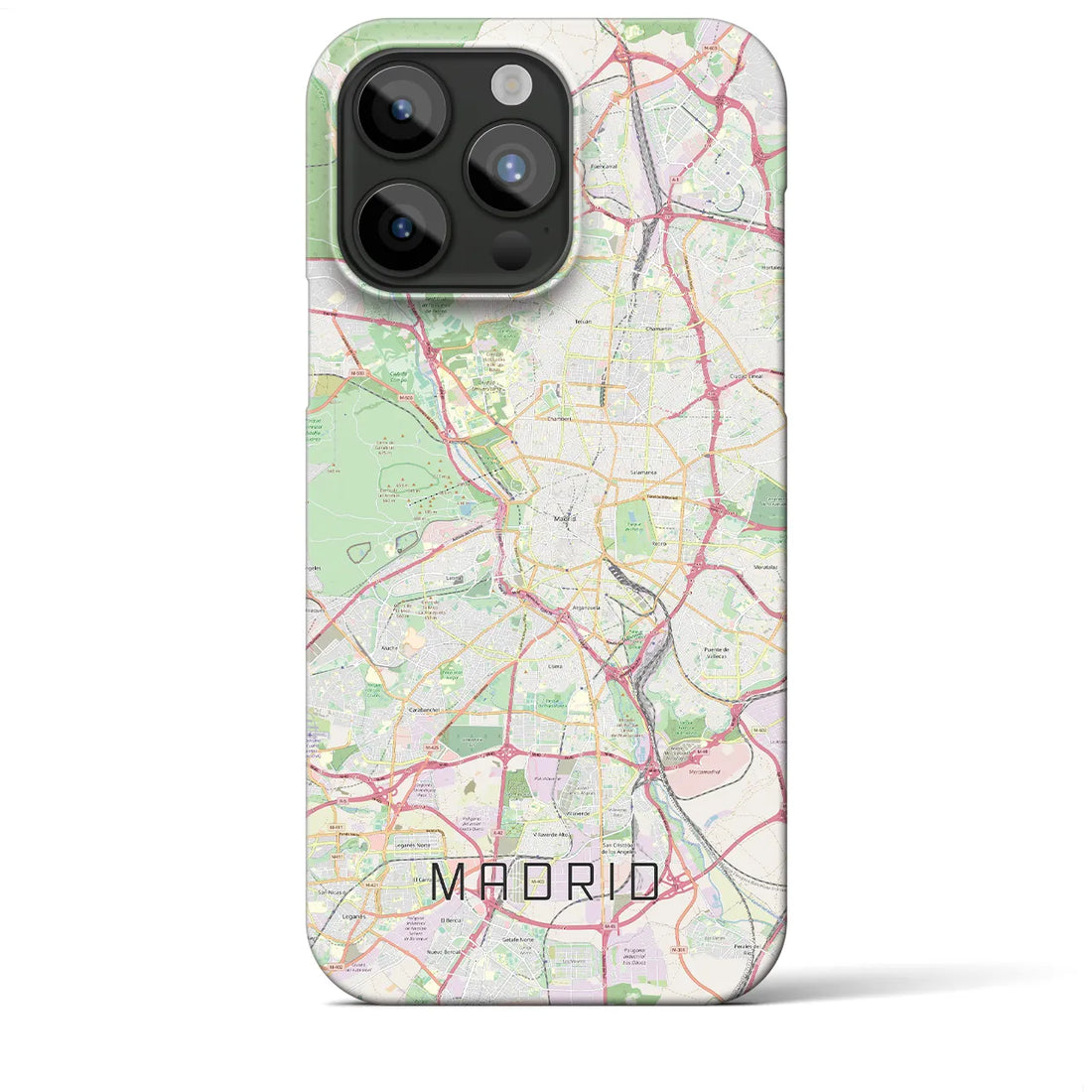 【マドリード】地図柄iPhoneケース（バックカバータイプ・ナチュラル）iPhone 15 Pro Max 用