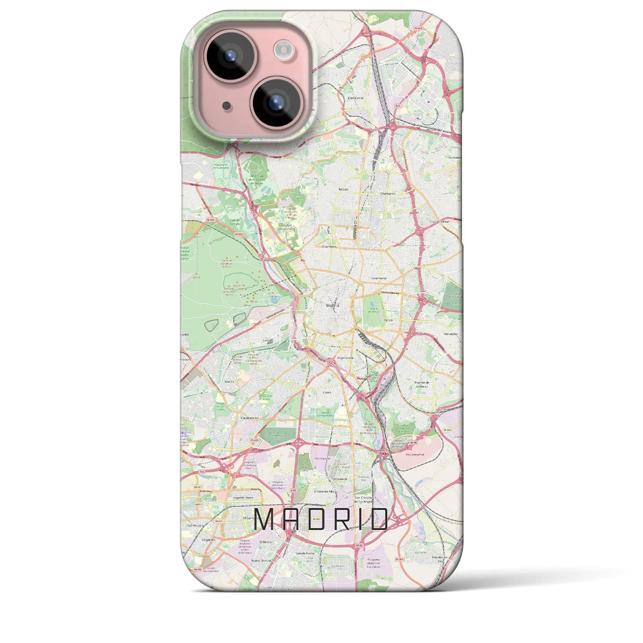 【マドリード】地図柄iPhoneケース（バックカバータイプ・ナチュラル）iPhone 15 Plus 用