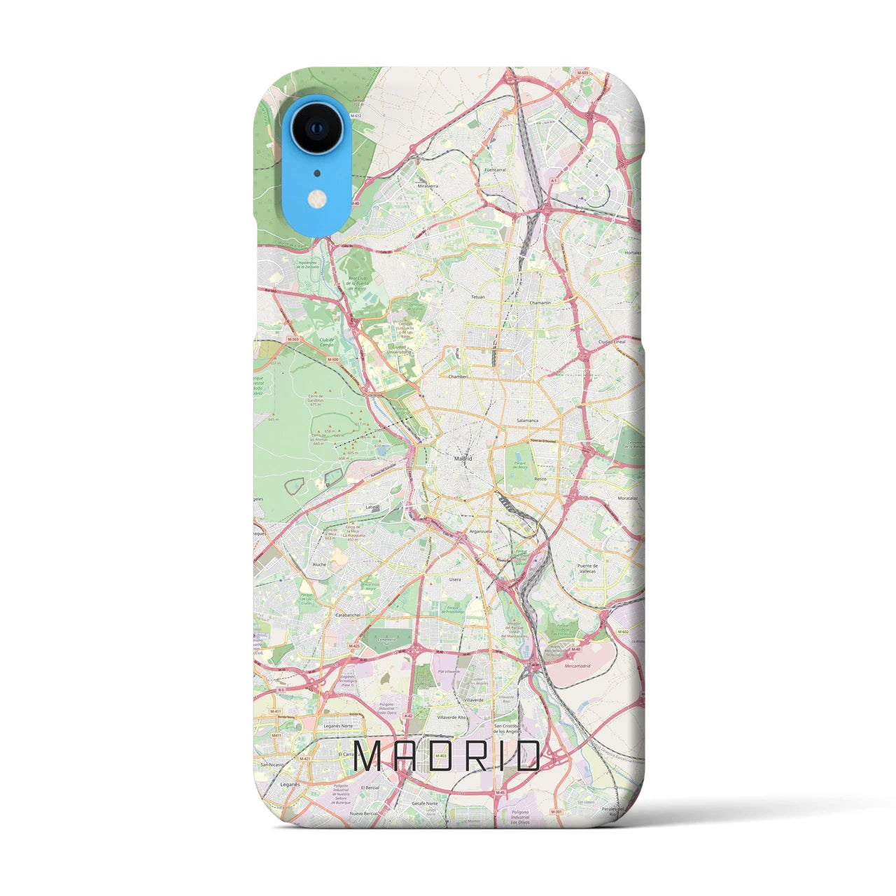 【マドリード】地図柄iPhoneケース（バックカバータイプ・ナチュラル）iPhone XR 用