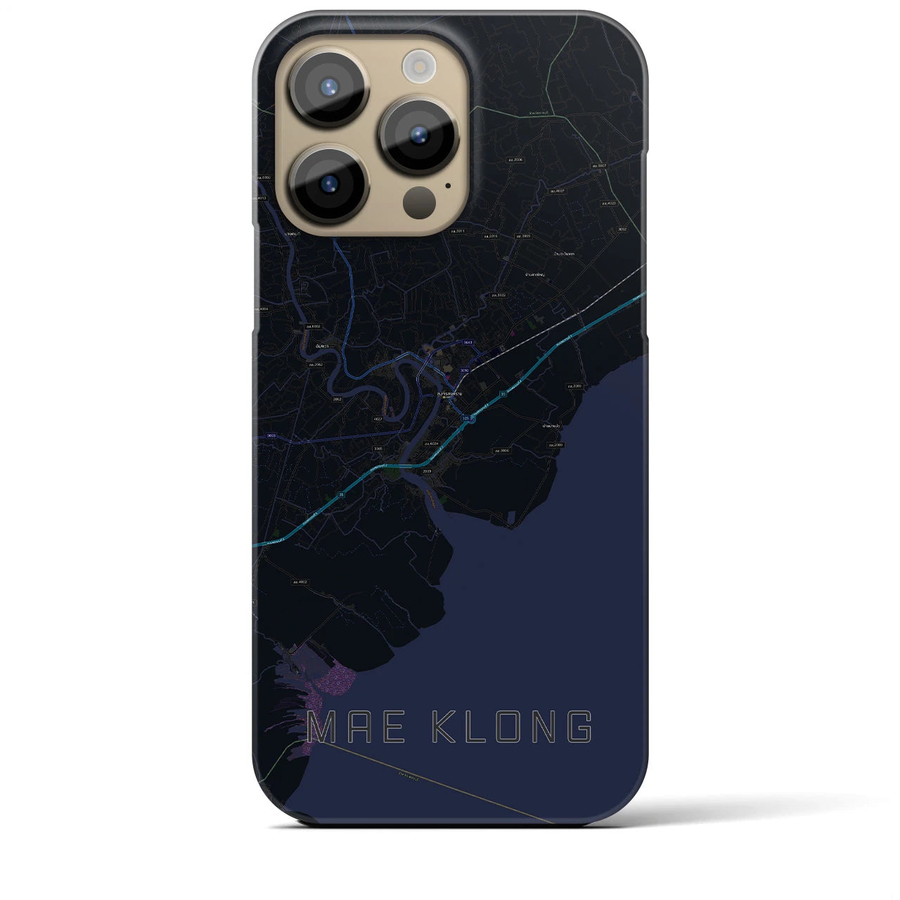 【メークロン】地図柄iPhoneケース（バックカバータイプ・ブラック）iPhone 14 Pro Max 用