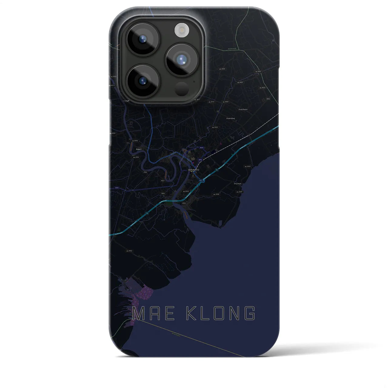 【メークロン】地図柄iPhoneケース（バックカバータイプ・ブラック）iPhone 15 Pro Max 用
