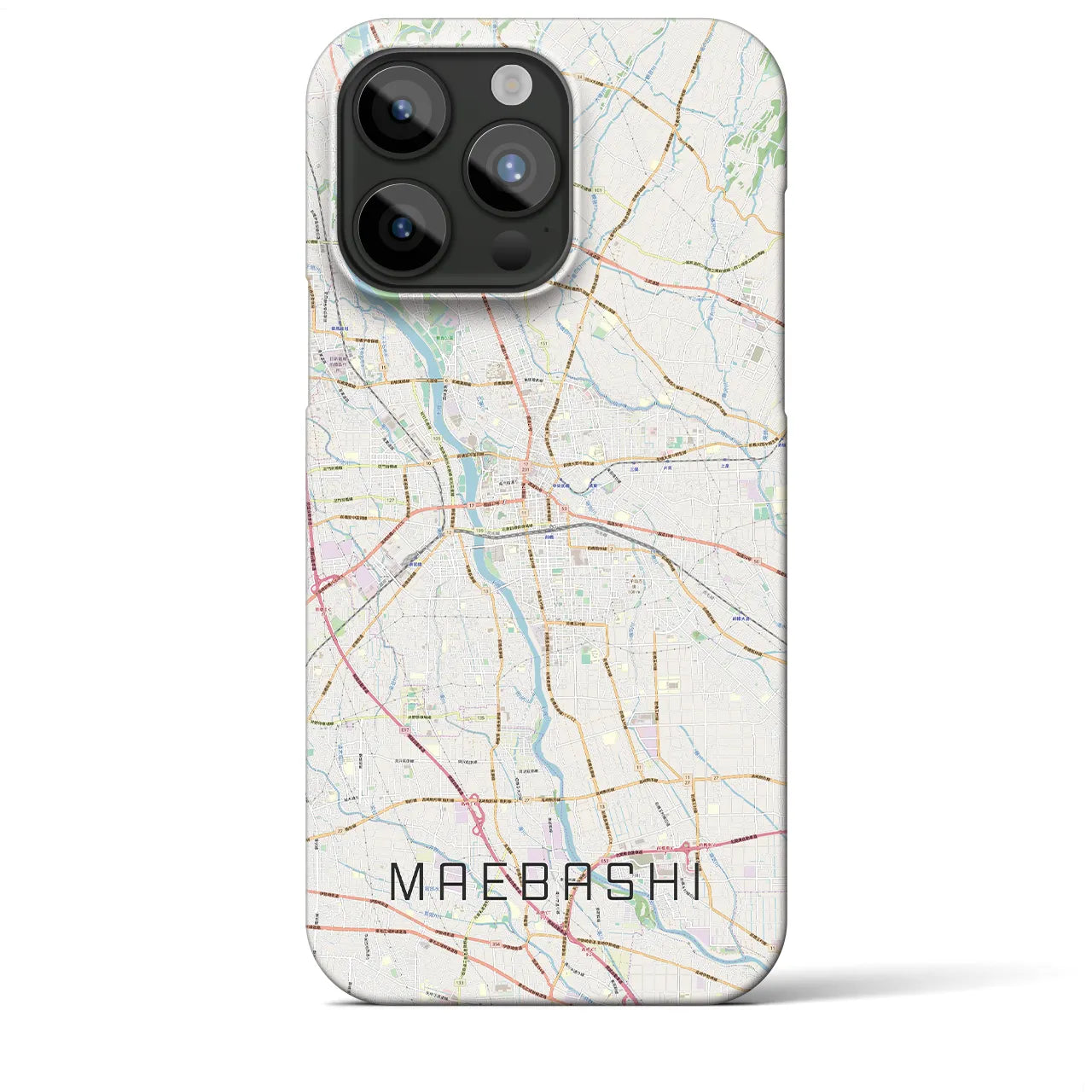 【前橋】地図柄iPhoneケース（バックカバータイプ・ナチュラル）iPhone 15 Pro Max 用