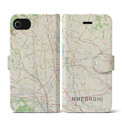 【前橋（群馬県）】地図柄iPhoneケース（手帳タイプ）ナチュラル・iPhone SE（第3 / 第2世代） / 8 / 7 / 6s / 6 用