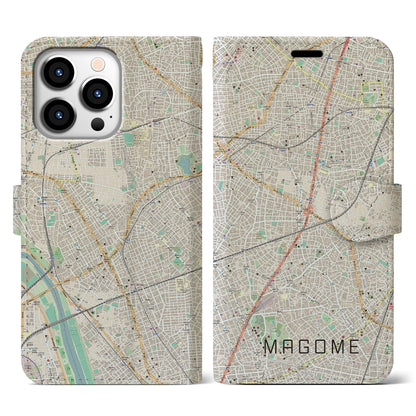 【馬込（東京都）】地図柄iPhoneケース（手帳タイプ）ナチュラル・iPhone 13 Pro 用