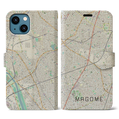【馬込（東京都）】地図柄iPhoneケース（手帳タイプ）ナチュラル・iPhone 13 用