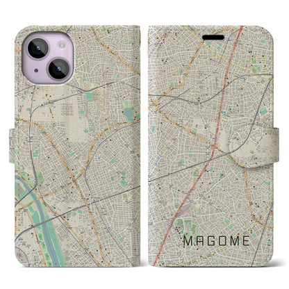 【馬込（東京都）】地図柄iPhoneケース（手帳タイプ）ナチュラル・iPhone 14 用