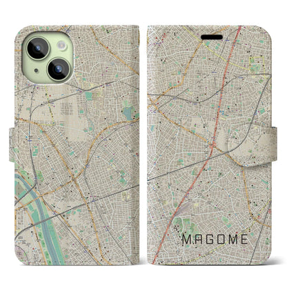 【馬込（東京都）】地図柄iPhoneケース（手帳タイプ）ナチュラル・iPhone 15 用