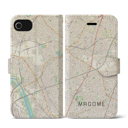 【馬込（東京都）】地図柄iPhoneケース（手帳タイプ）ナチュラル・iPhone SE（第3 / 第2世代） / 8 / 7 / 6s / 6 用