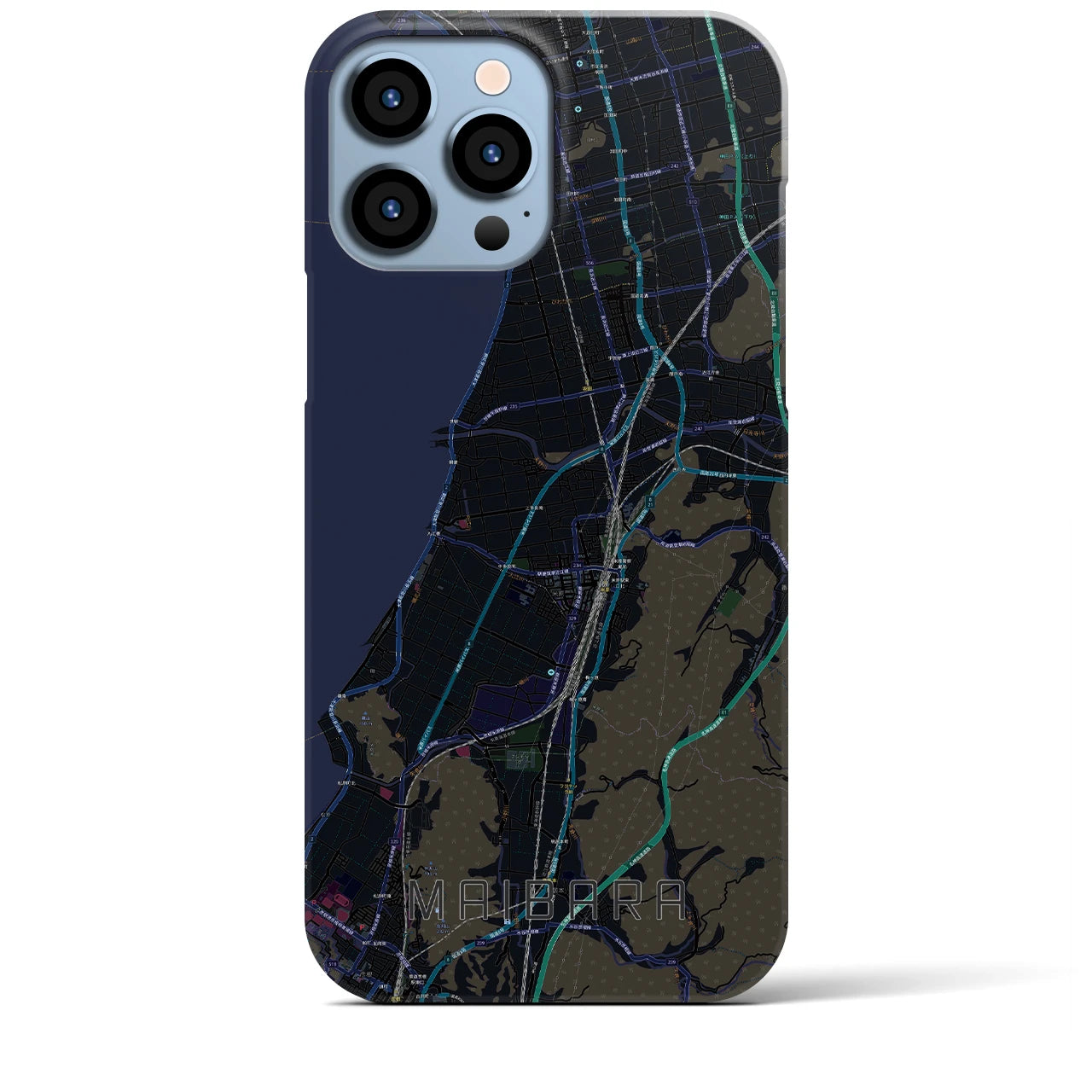 【米原】地図柄iPhoneケース（バックカバータイプ・ブラック）iPhone 13 Pro Max 用