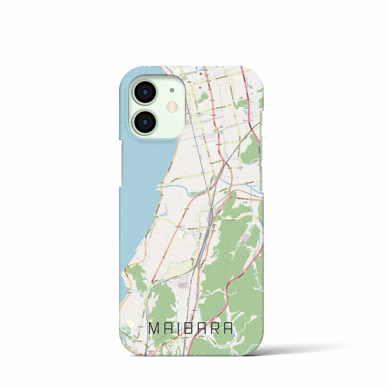 【米原】地図柄iPhoneケース（バックカバータイプ・ナチュラル）iPhone 12 mini 用