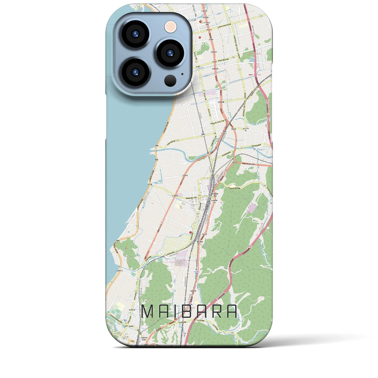 【米原】地図柄iPhoneケース（バックカバータイプ・ナチュラル）iPhone 13 Pro Max 用