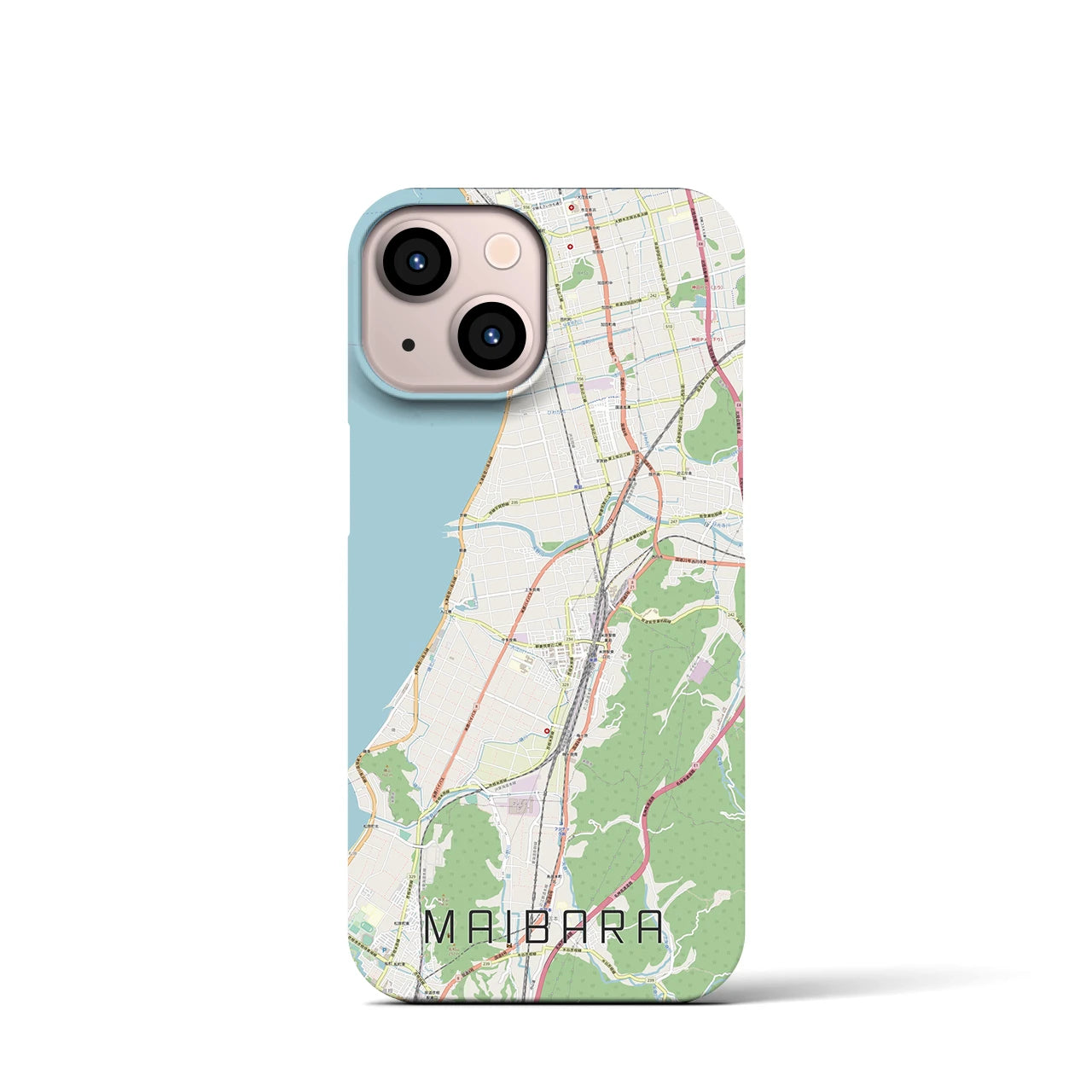 【米原】地図柄iPhoneケース（バックカバータイプ・ナチュラル）iPhone 13 mini 用