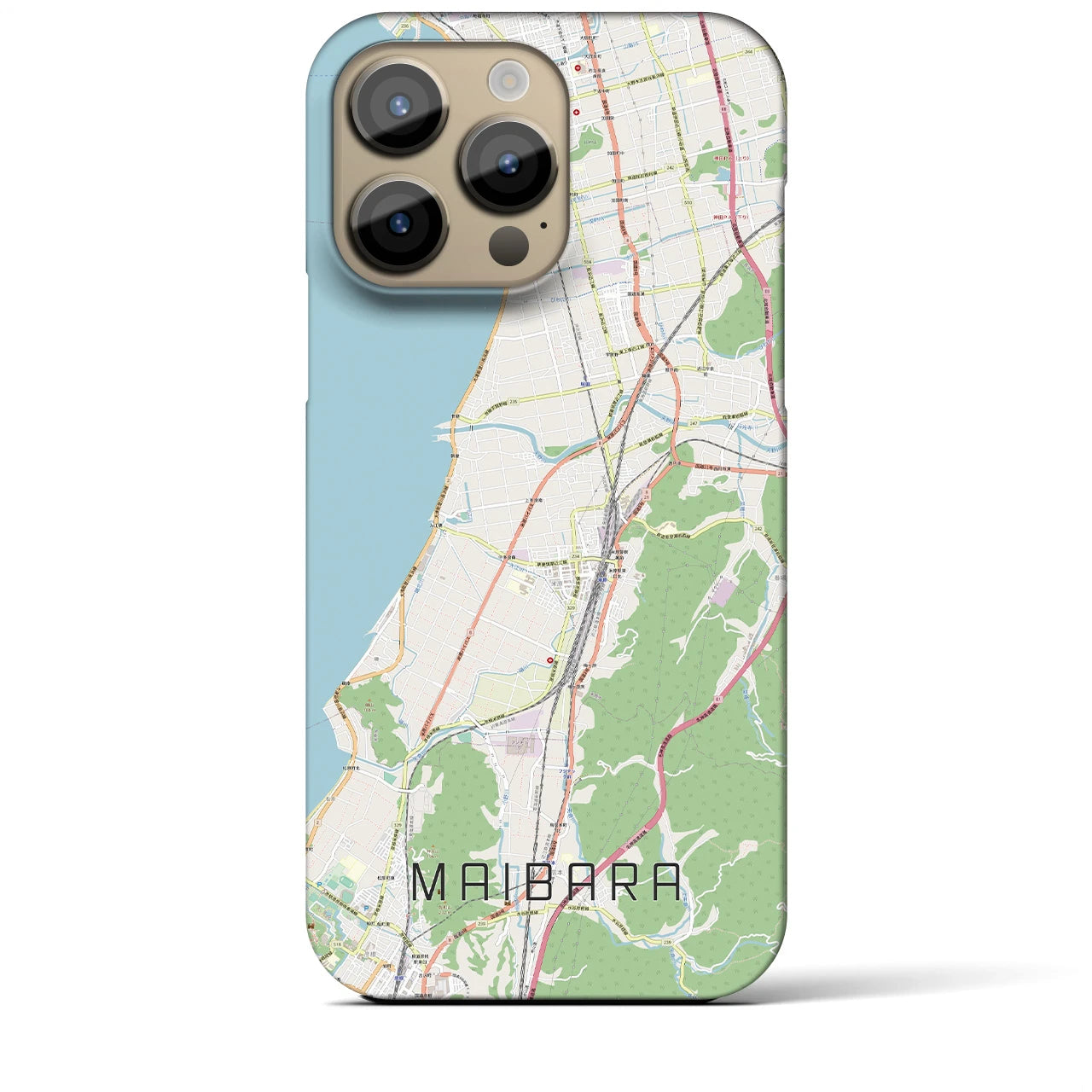 【米原】地図柄iPhoneケース（バックカバータイプ・ナチュラル）iPhone 14 Pro Max 用