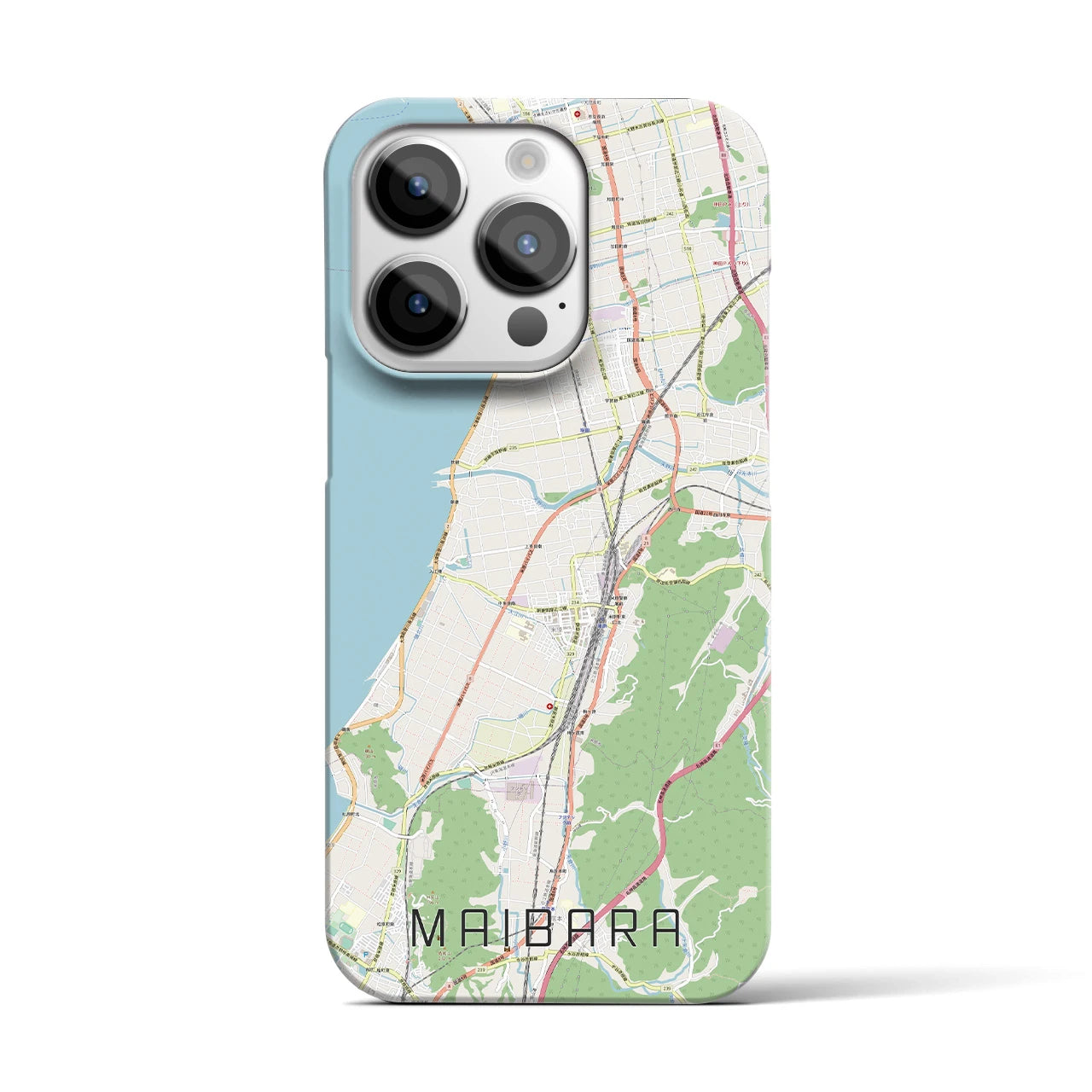 【米原】地図柄iPhoneケース（バックカバータイプ・ナチュラル）iPhone 14 Pro 用