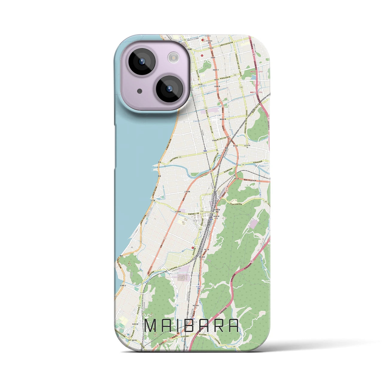 【米原】地図柄iPhoneケース（バックカバータイプ・ナチュラル）iPhone 14 用