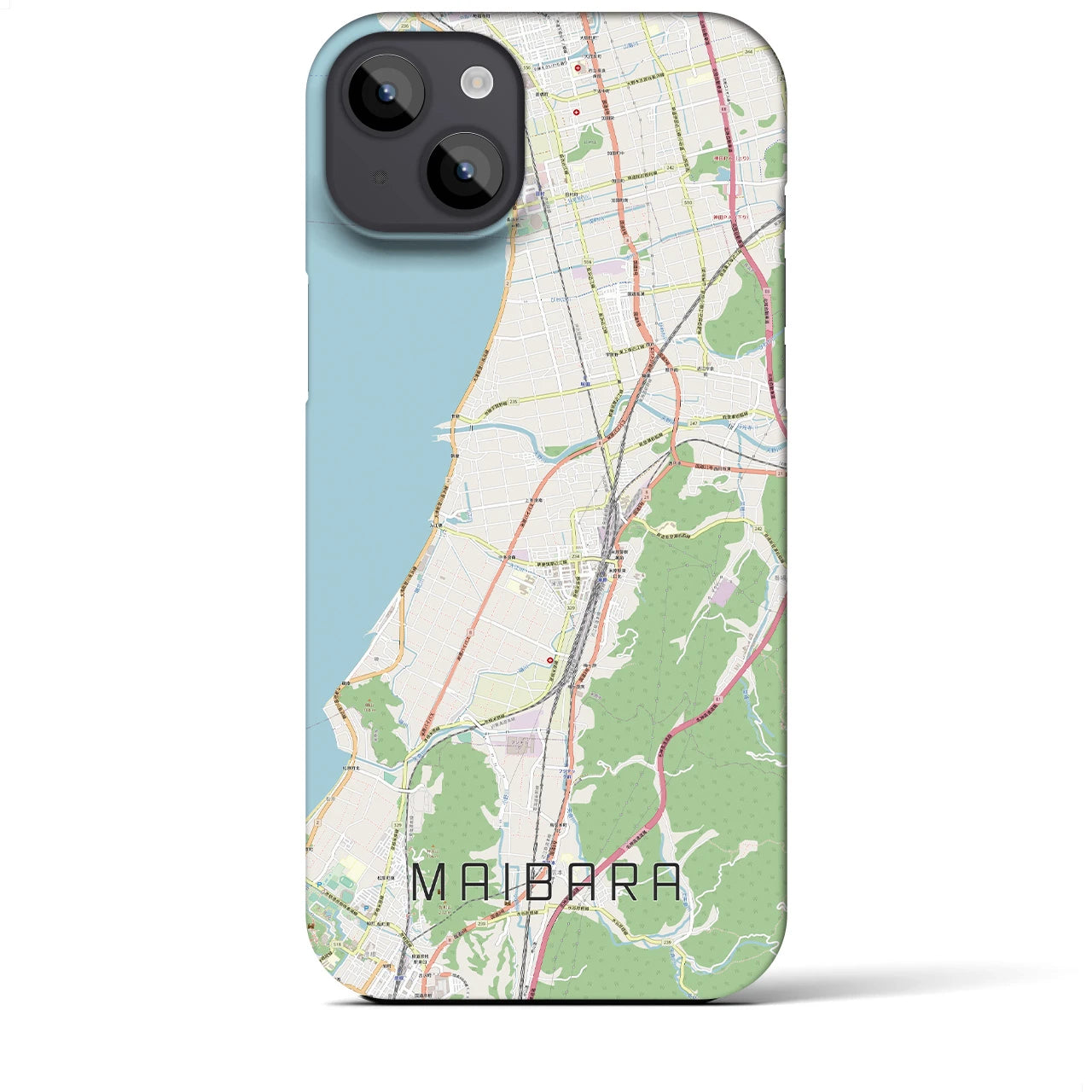 【米原】地図柄iPhoneケース（バックカバータイプ・ナチュラル）iPhone 14 Plus 用