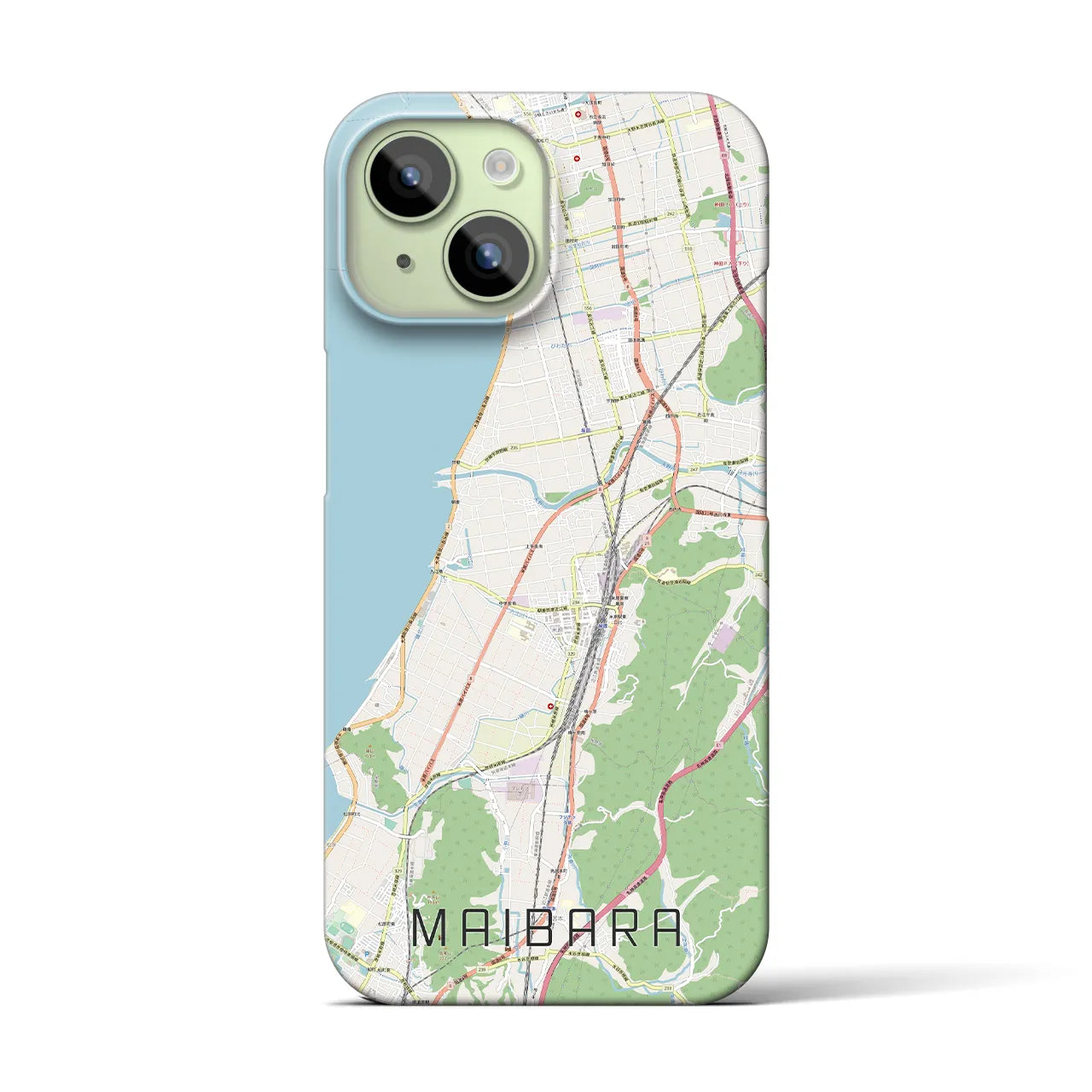【米原】地図柄iPhoneケース（バックカバータイプ・ナチュラル）iPhone 15 用
