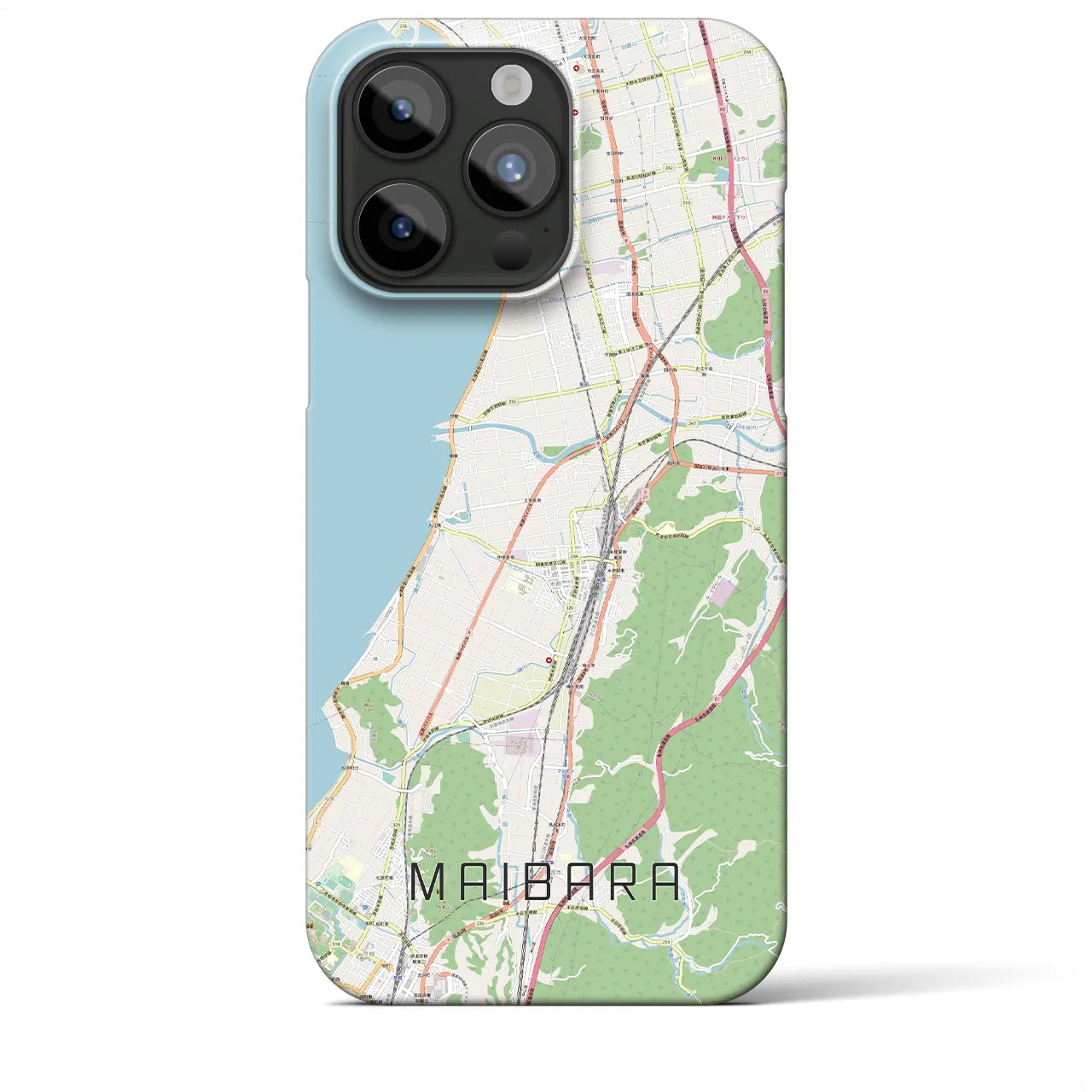 【米原】地図柄iPhoneケース（バックカバータイプ・ナチュラル）iPhone 15 Pro Max 用