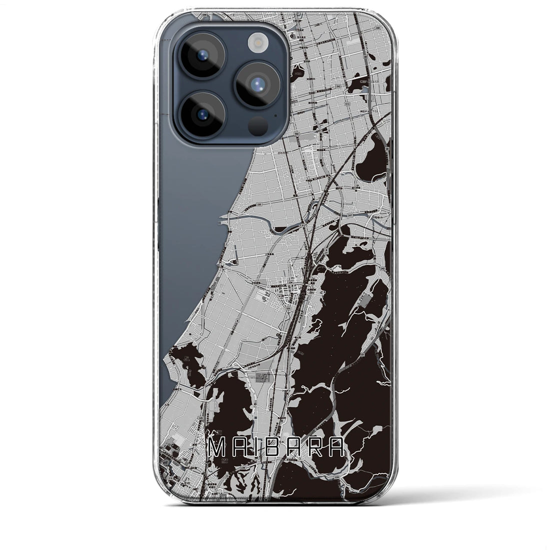 【米原】地図柄iPhoneケース（クリアタイプ・モノトーン）iPhone 15 Pro Max 用