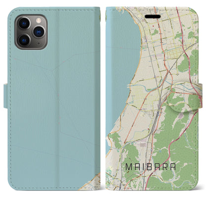 【米原（滋賀県）】地図柄iPhoneケース（手帳タイプ）ナチュラル・iPhone 11 Pro Max 用